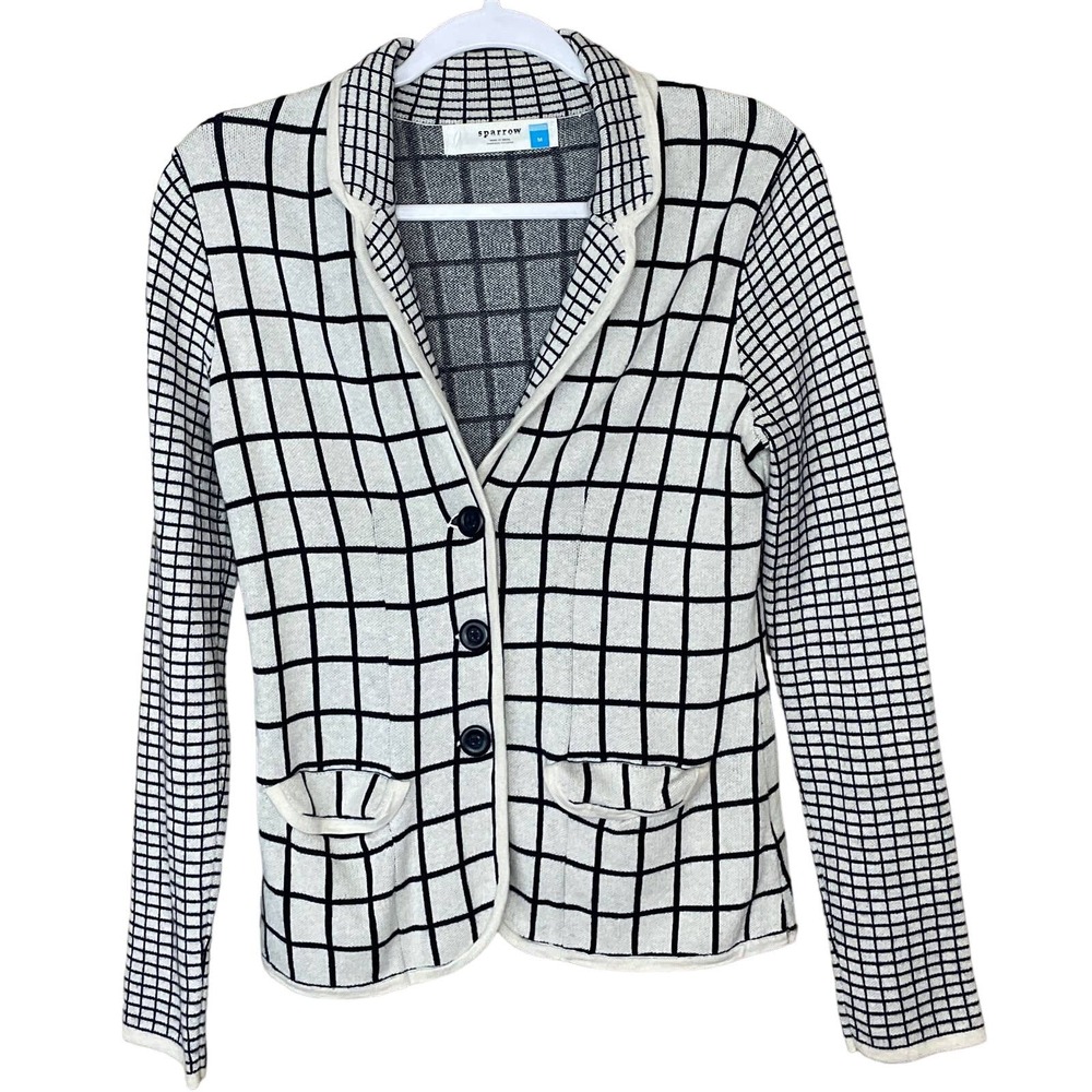 Sparrow Black and White Checkered Cardigan